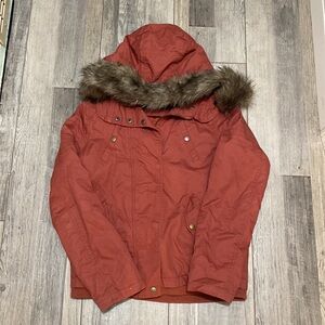 Miss London Rust Color Utility Jacket with Hood